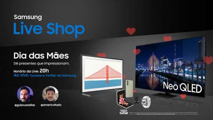 Samsung Live Shop Dia das Mães será apresentado por Guilherme Dias e Américo Fazio