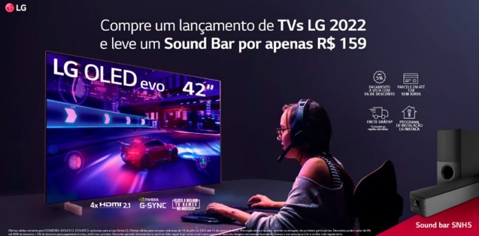 Compre um lançamento de TVs LG 2022 e leve um Sound Bar