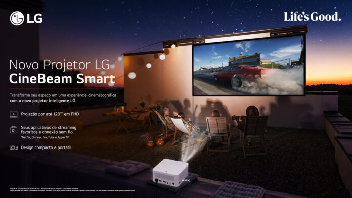 O projetor CineBeam Smart (PF510Q), da LG, é um cinema portátil.